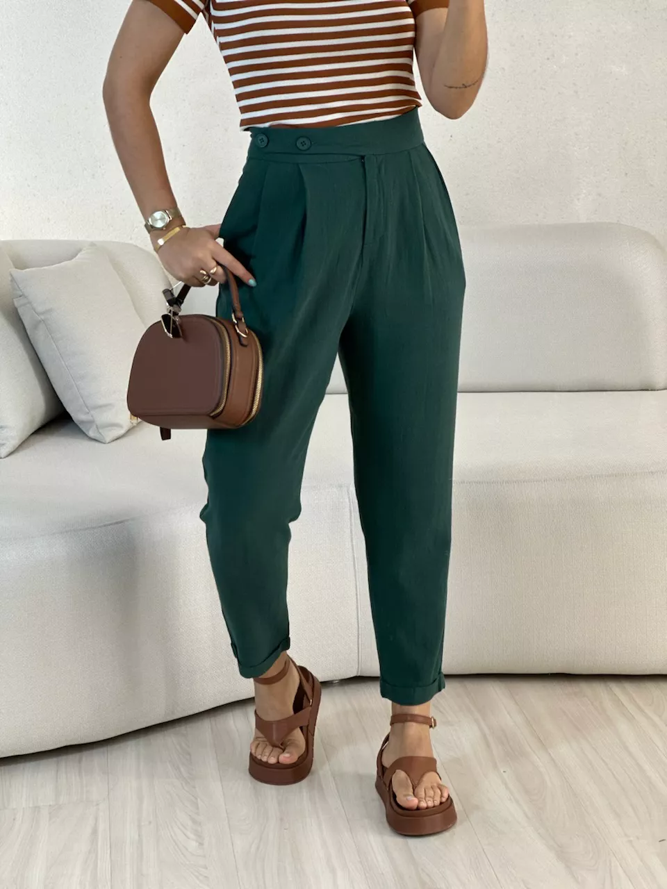 CALÇA MAYARA LINHO verde - 0055950014 - CAROLLA FERRARO