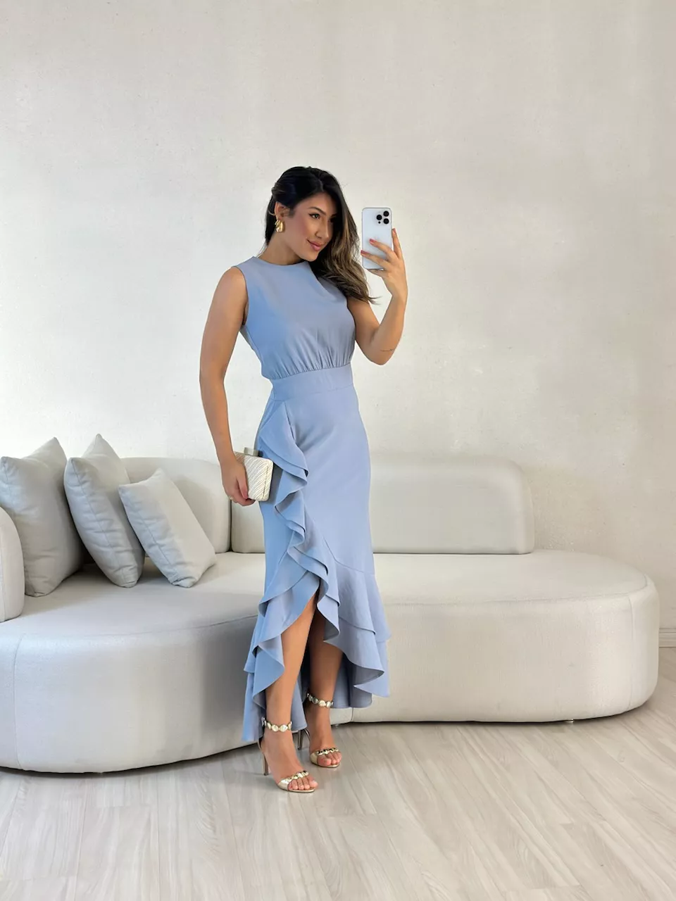 VESTIDO HELOISE LONGO Cinza - 0056790091 - CAROLLA FERRARO