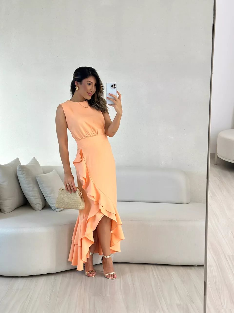 VESTIDO HELOISE LONGO Laranja - 0056790068 - CAROLLA FERRARO