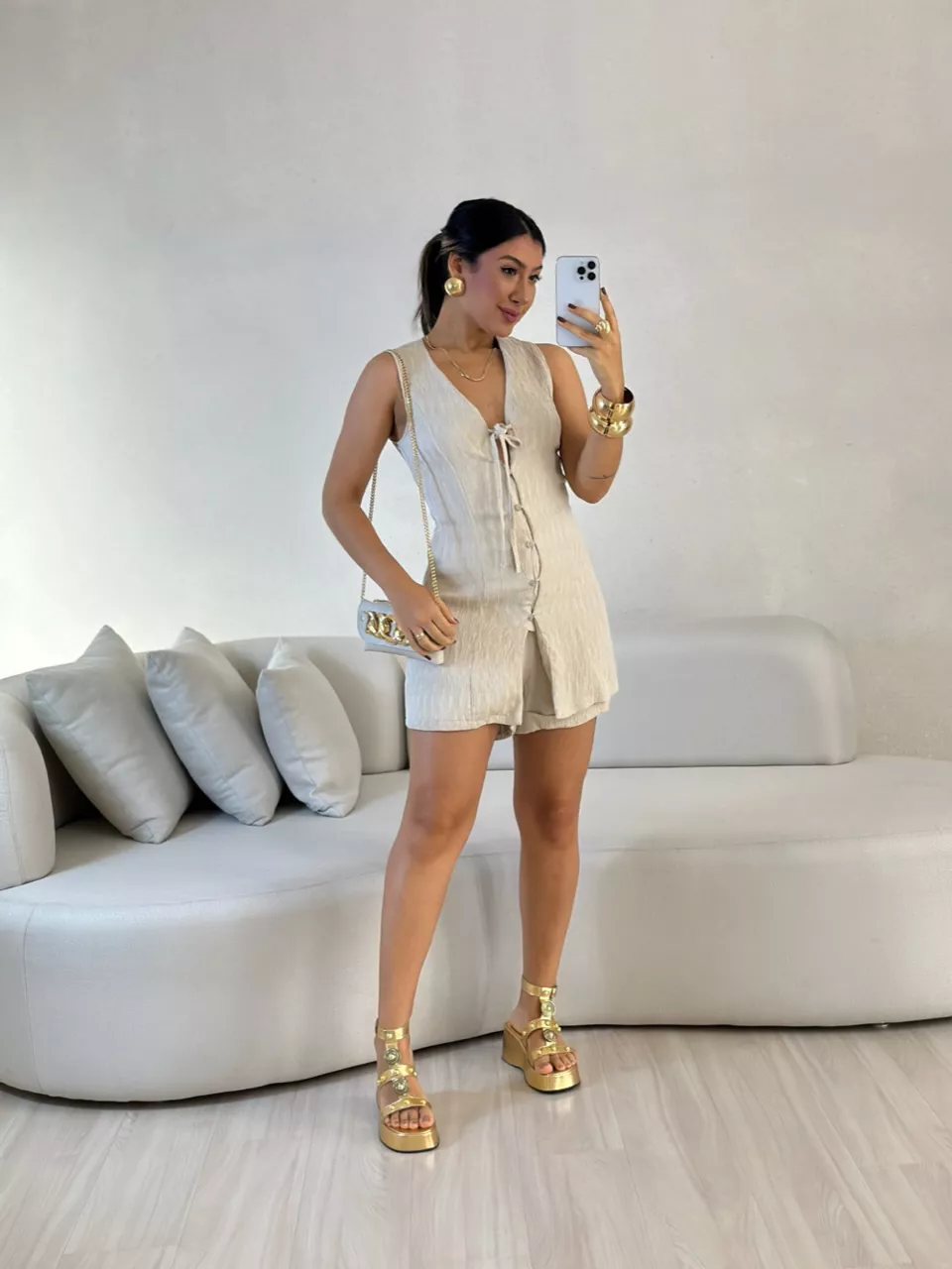 CONJUNTO CAROLINA SHORT COLETE NUDE