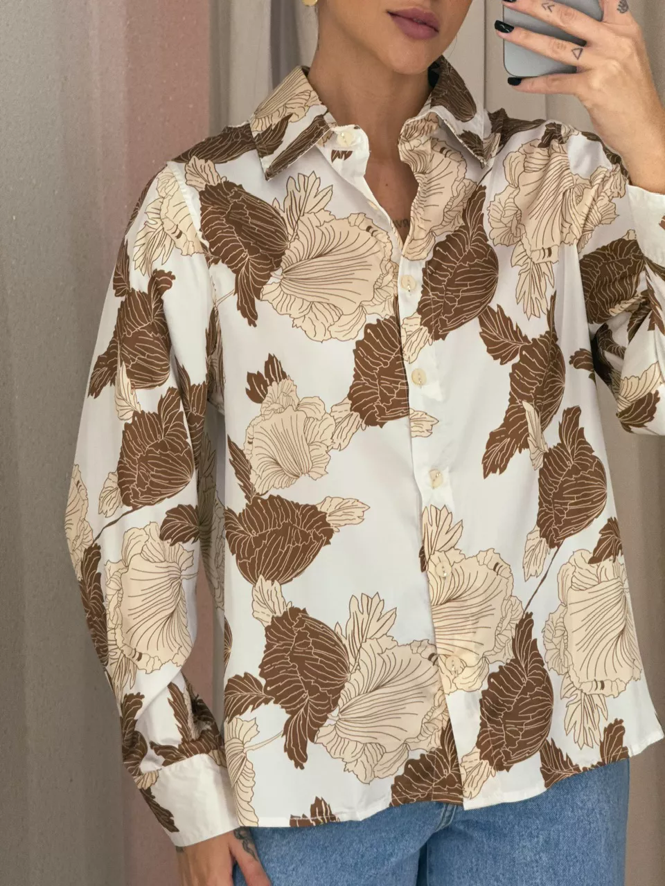 CAMISA CHARLOTE ESTAMPADA MARROM