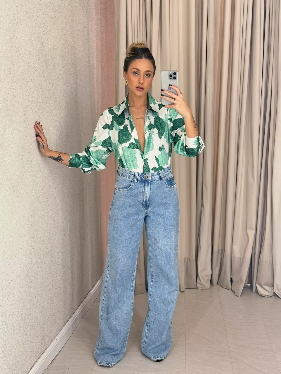CAMISA CHARLOTE ESTAMPADA VERDE