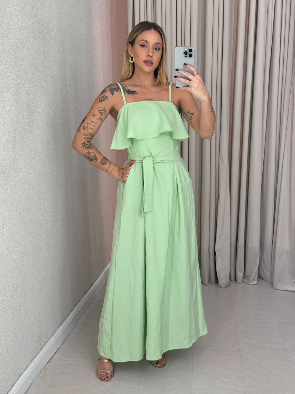 VESTIDO THAIS ALÇA FAIXA VERDE