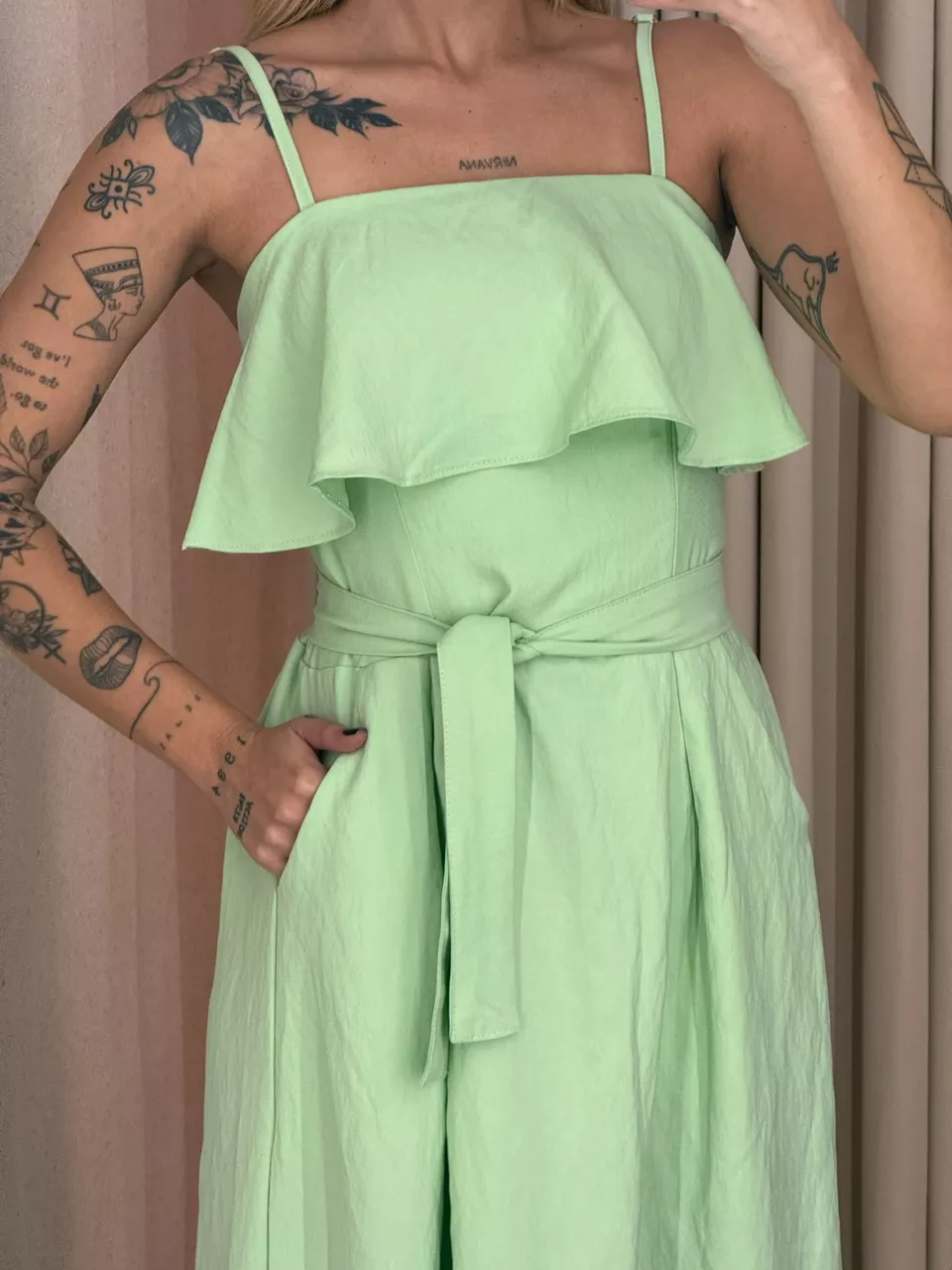 VESTIDO THAIS ALÇA FAIXA VERDE