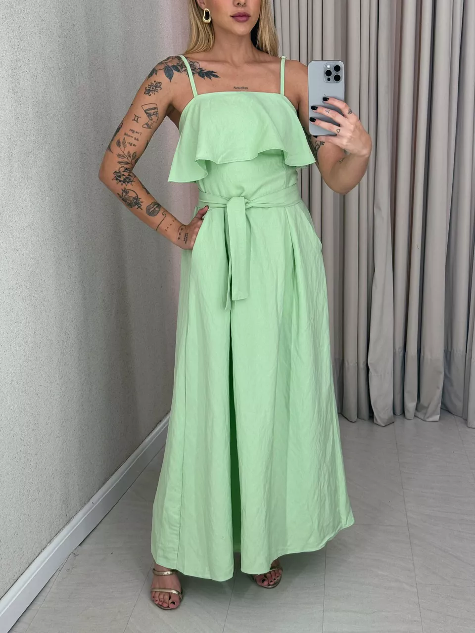 VESTIDO THAIS ALÇA FAIXA VERDE