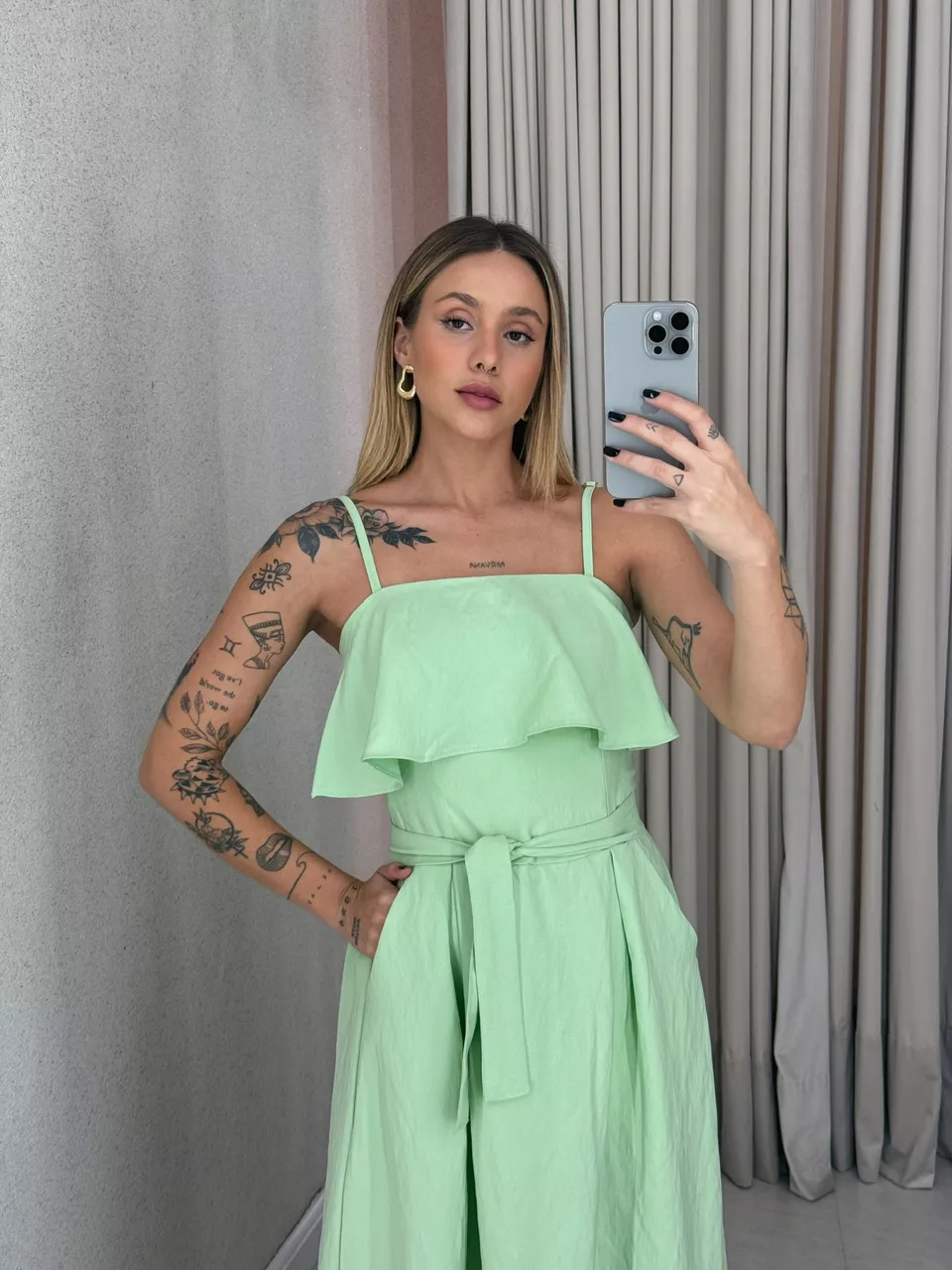 VESTIDO THAIS ALÇA FAIXA VERDE