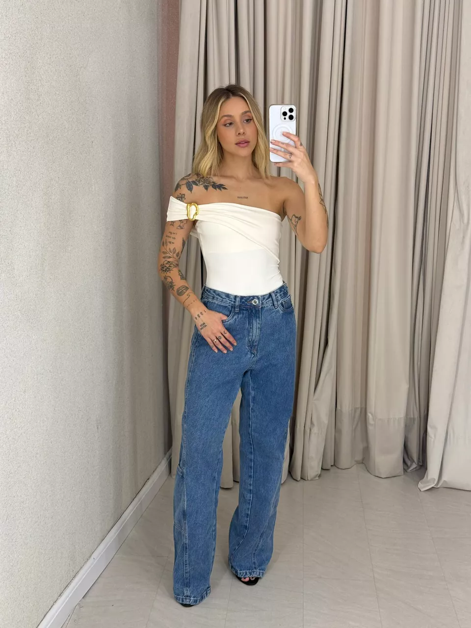 BODY LIZ NULA MANGA MARFIM