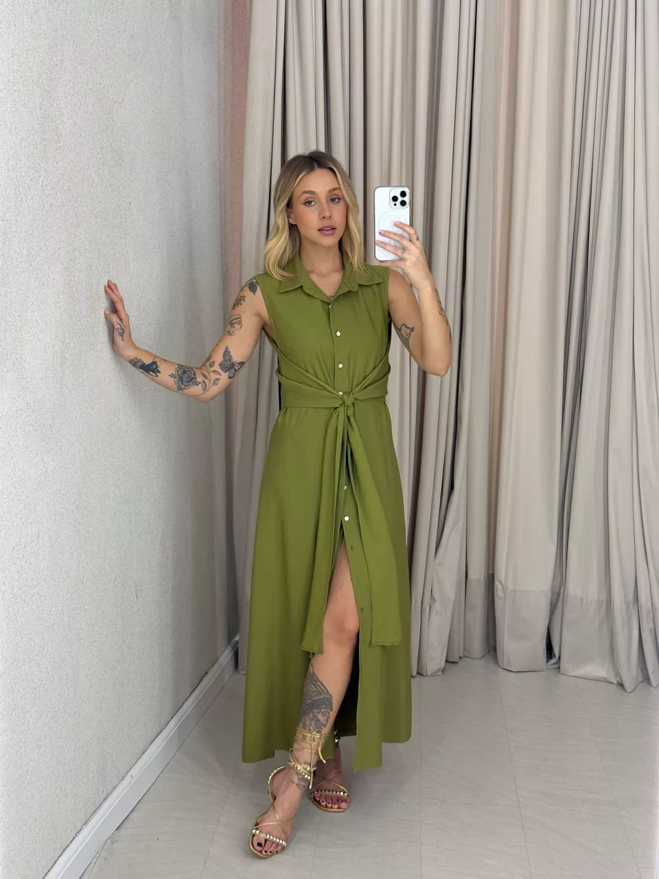 VESTIDO MORGAN BOTÕES OLIVA