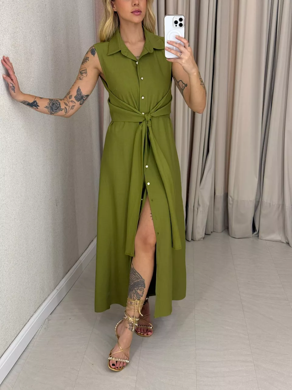 VESTIDO MORGAN BOTÕES OLIVA