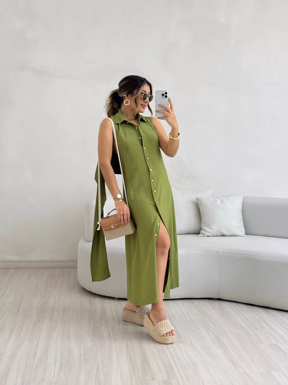 VESTIDO MORGAN BOTÕES OLIVA