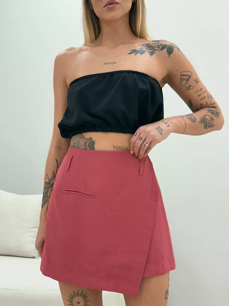 SHORT SAIA JULIA CINTO GOIABA - 0048350073 - CAROLLA FERRARO