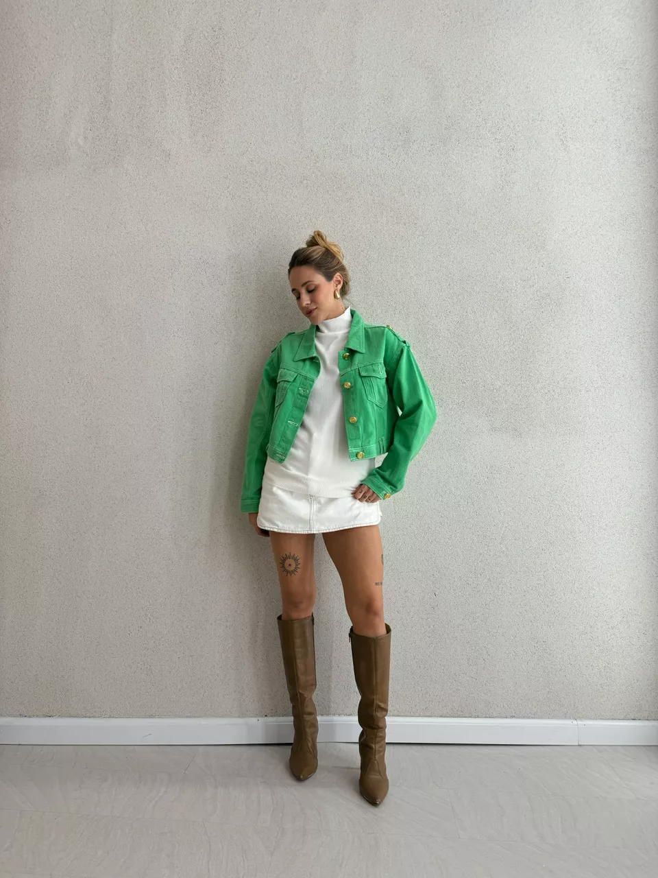 JAQUETA ALESSANDRA JEANS VERDE - 0052860014 - CAROLLA FERRARO