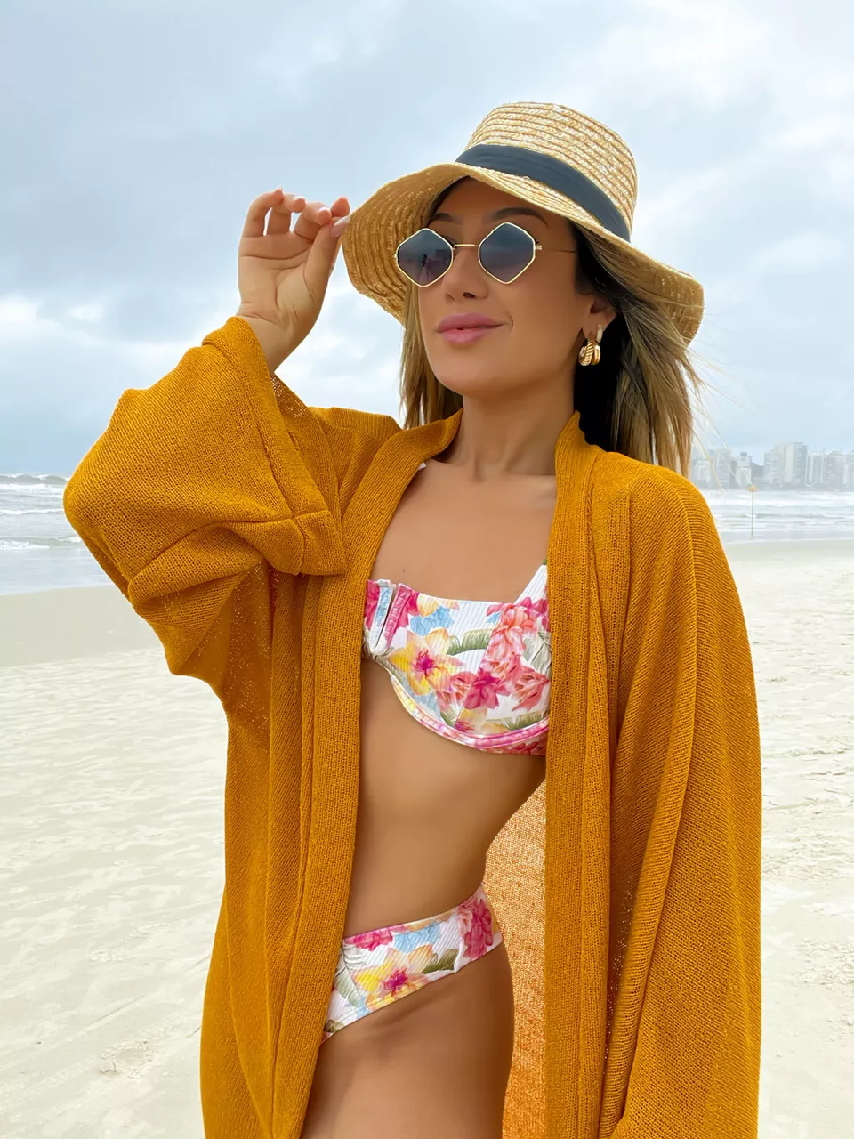 KIMONO CF LONGO mostarda