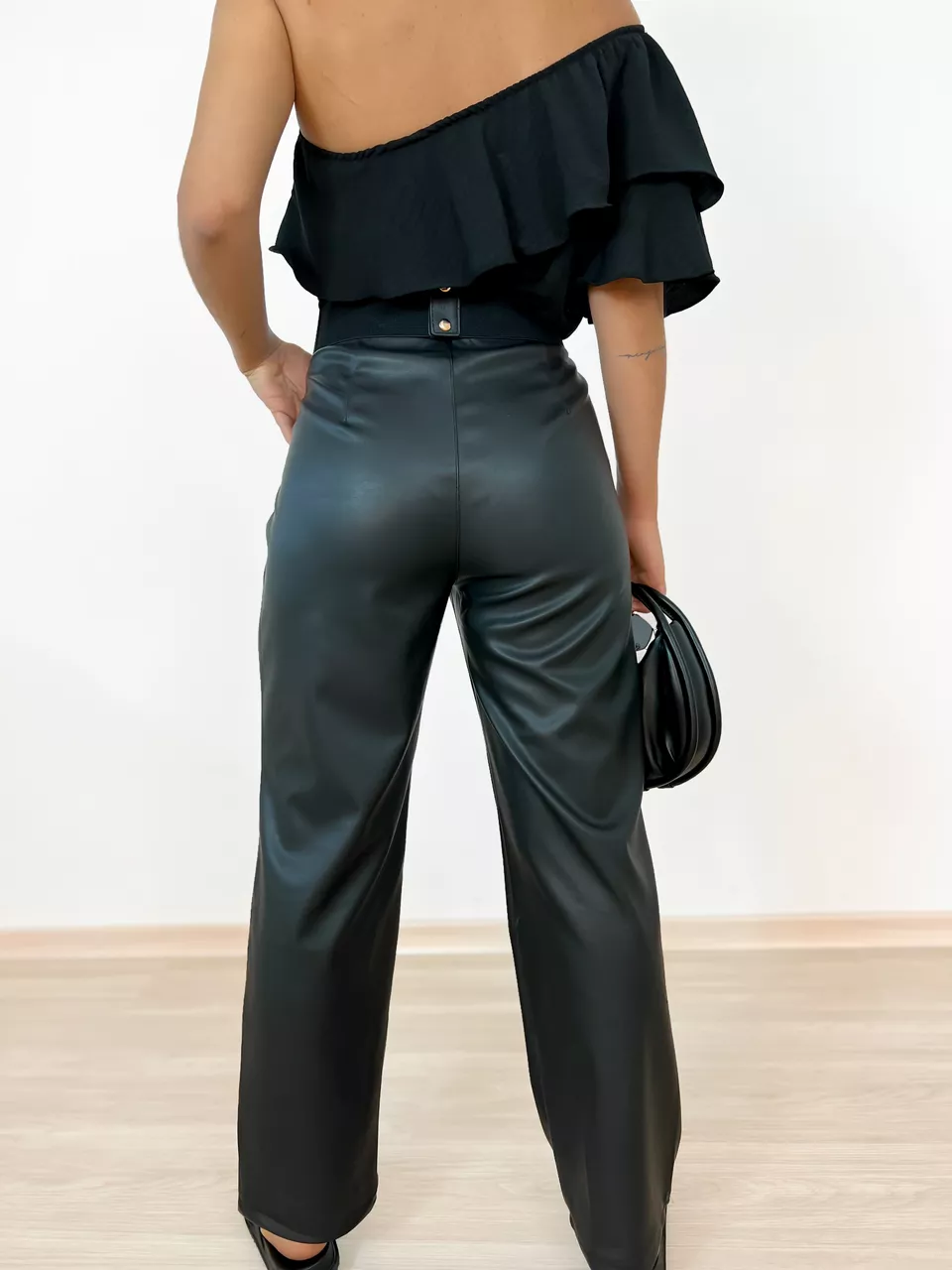 CALÇA COURO FLARE Preta