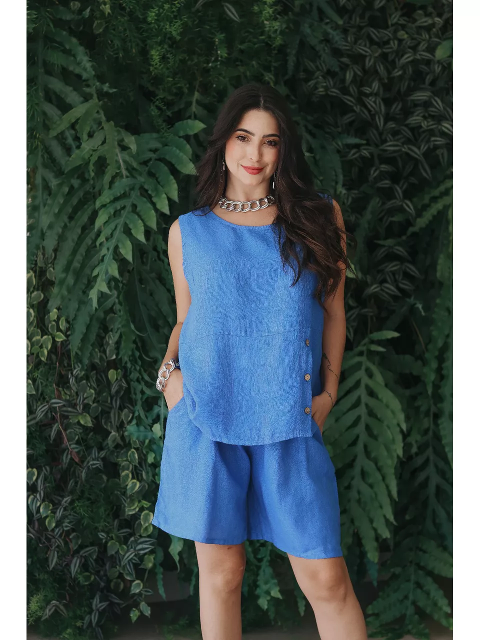 Conjunto Coraline Linho Italiano Azul Royal