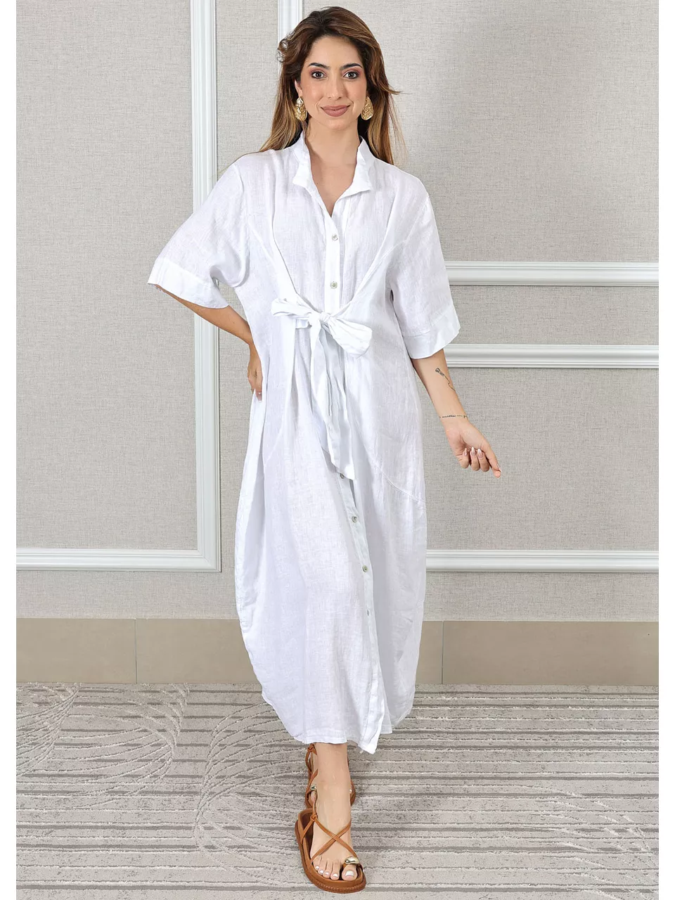 Chemise Sabrina Linho Italiano Branco | Loja Linho Italiano