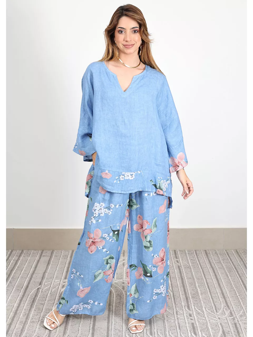Conjunto Sophie Linho Italiano Azul Hortência