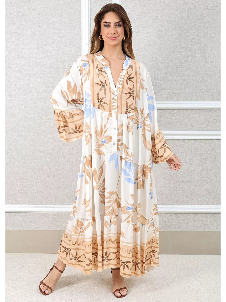 Vestido Fabiana Viscose Italiana Bege