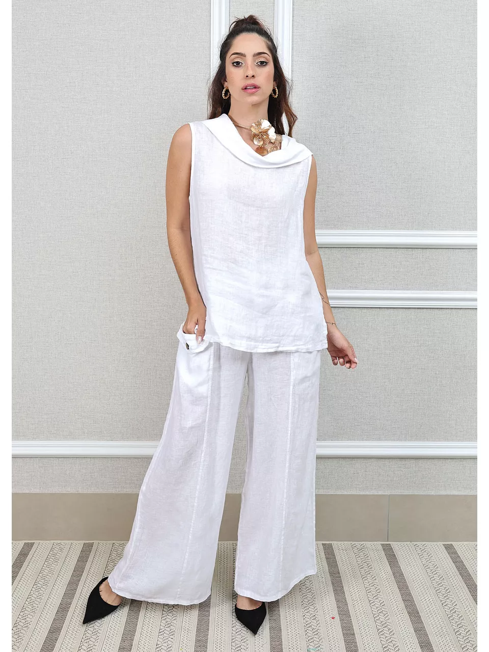 Conjunto Marina Linho Italiano Branco 