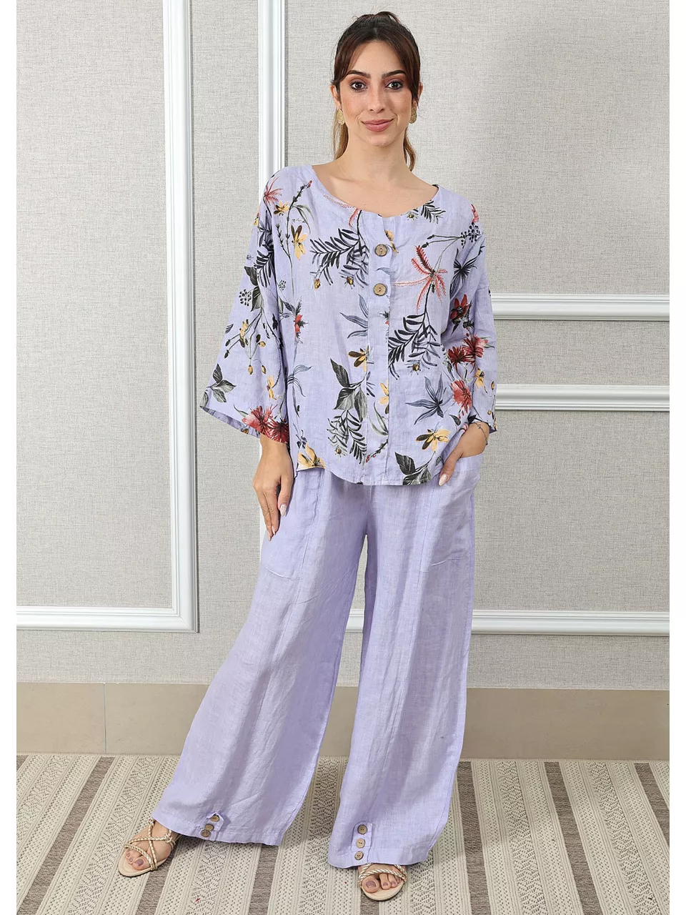 Conjunto Pamela Linho Italiano Lilás