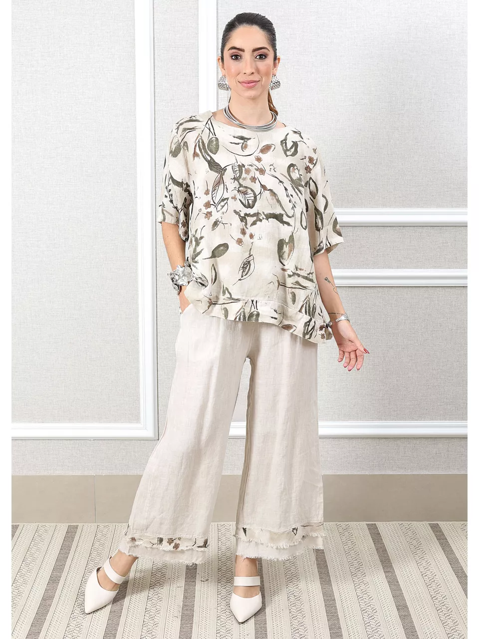 Conjunto Carla Linho Italiano Bege
