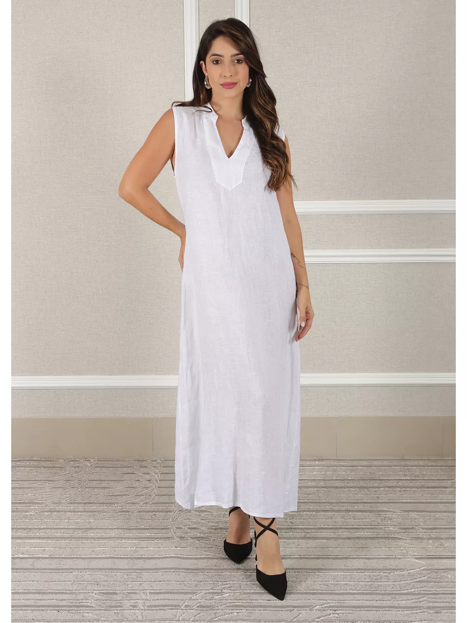 Vestido Luana Linho Italiano Branco