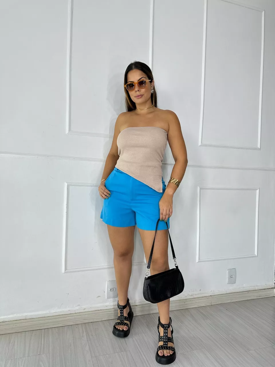 Short Alfaiataria Lorena Azul - Loja Benditta