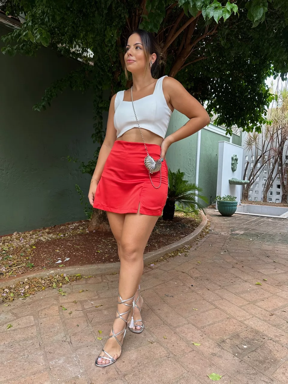 Short Saia Cetim Vitoria Vermelho - 0403170201SSCV... - Loja Benditta