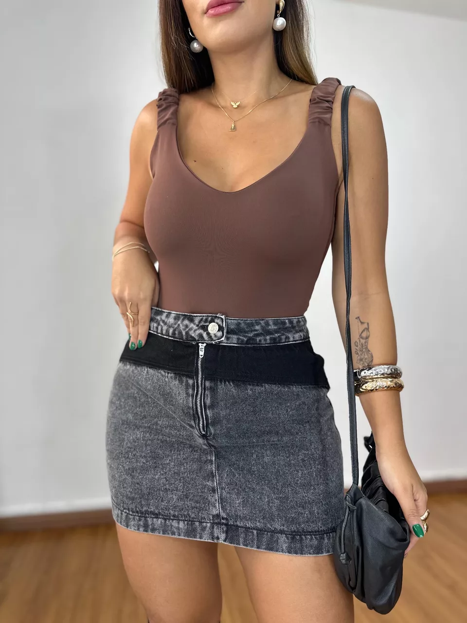 Saia Sarja Estonada Preta - Loja Benditta