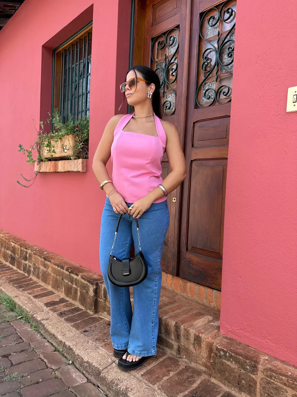 Blusa Decote Quadrado Rosa - 0526140202BDQR3 - Loja Benditta
