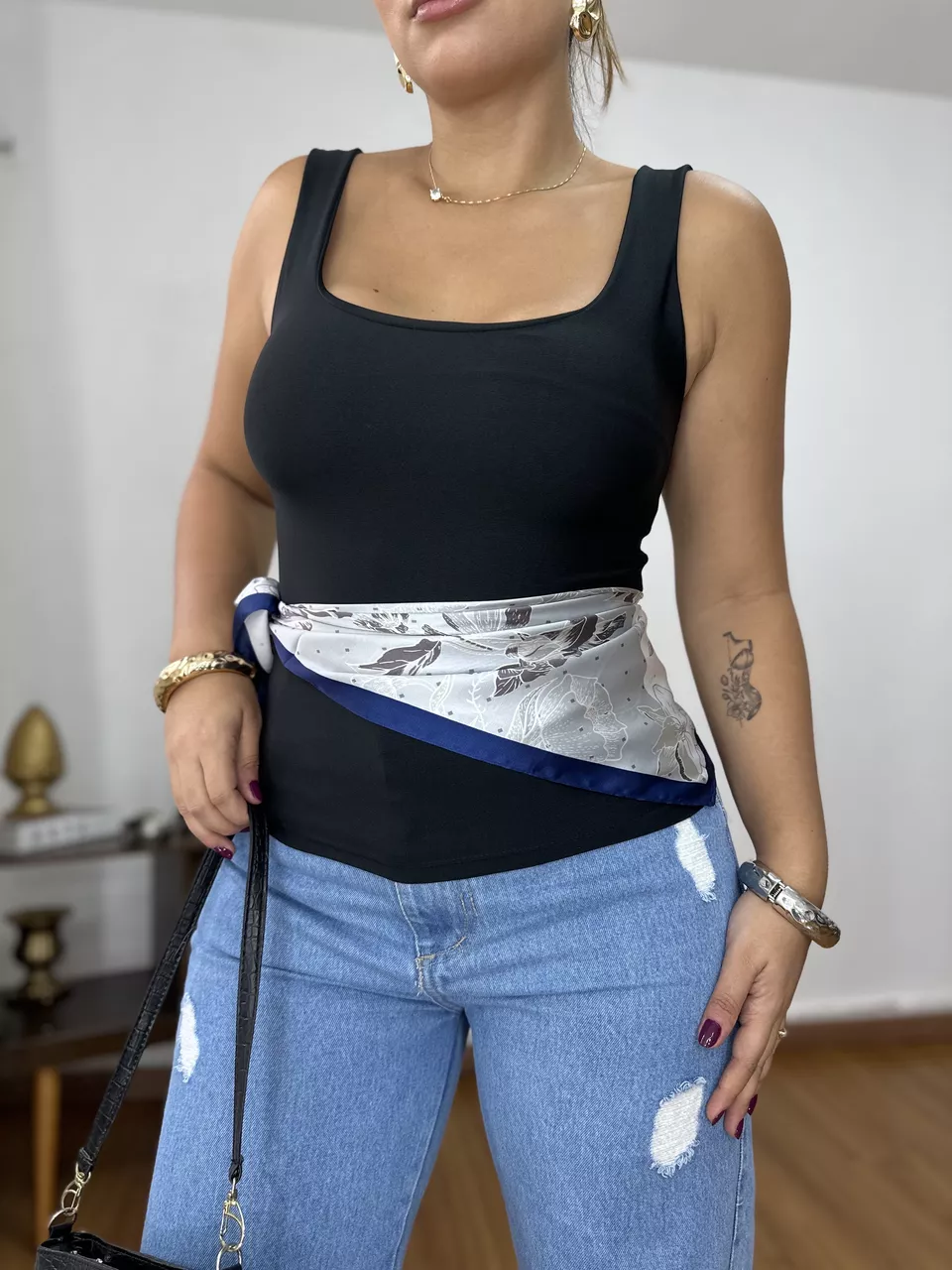Blusa Decote Quadrado Preta - Loja Benditta