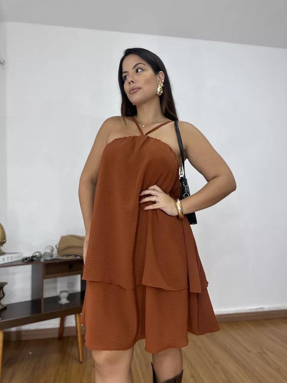 Vestido Alanis Marrom - 403090203088670 - Loja Benditta