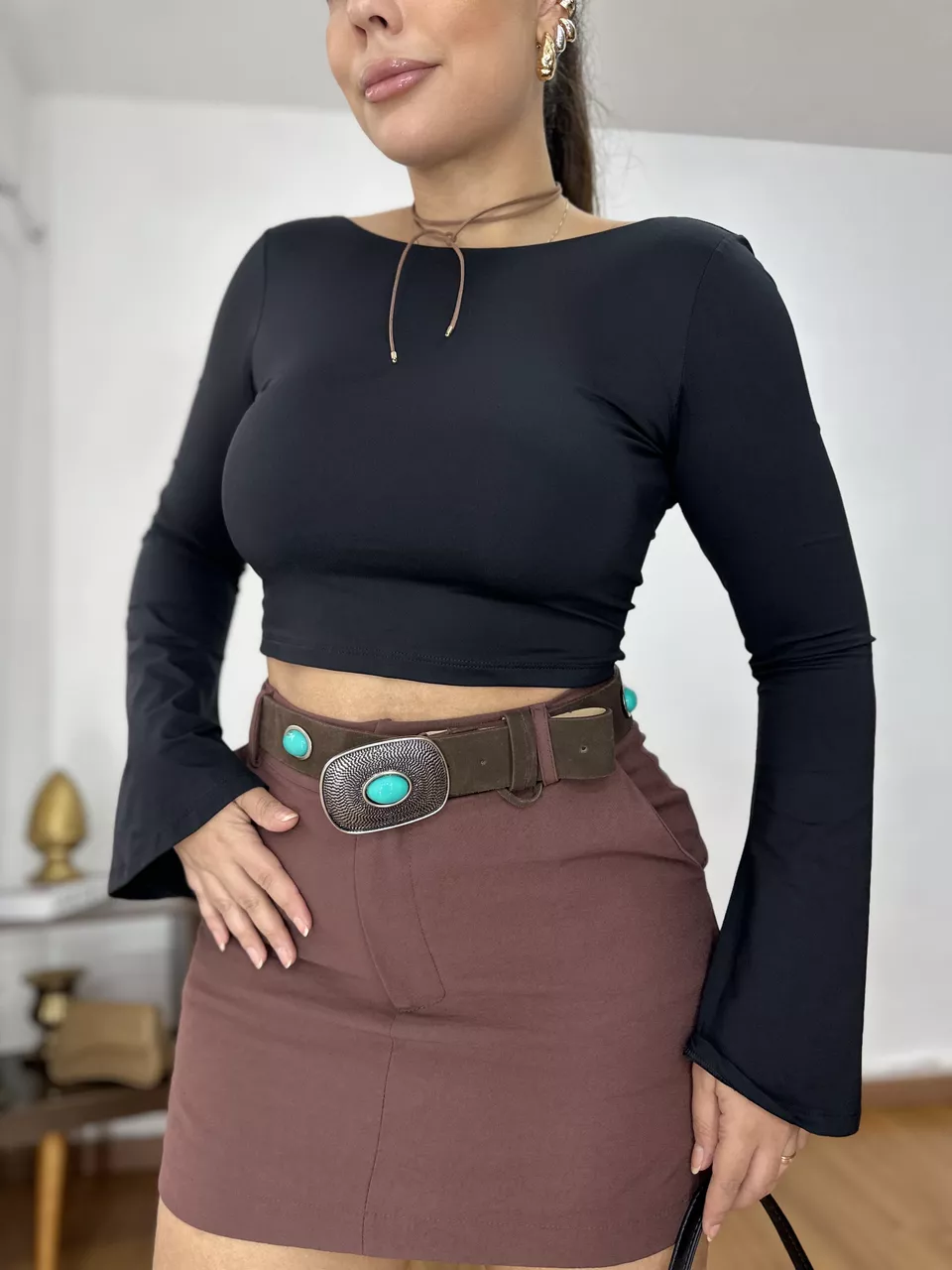 Blusa Feminina Manga Flare Preta - 403090203090390 - Loja Benditta