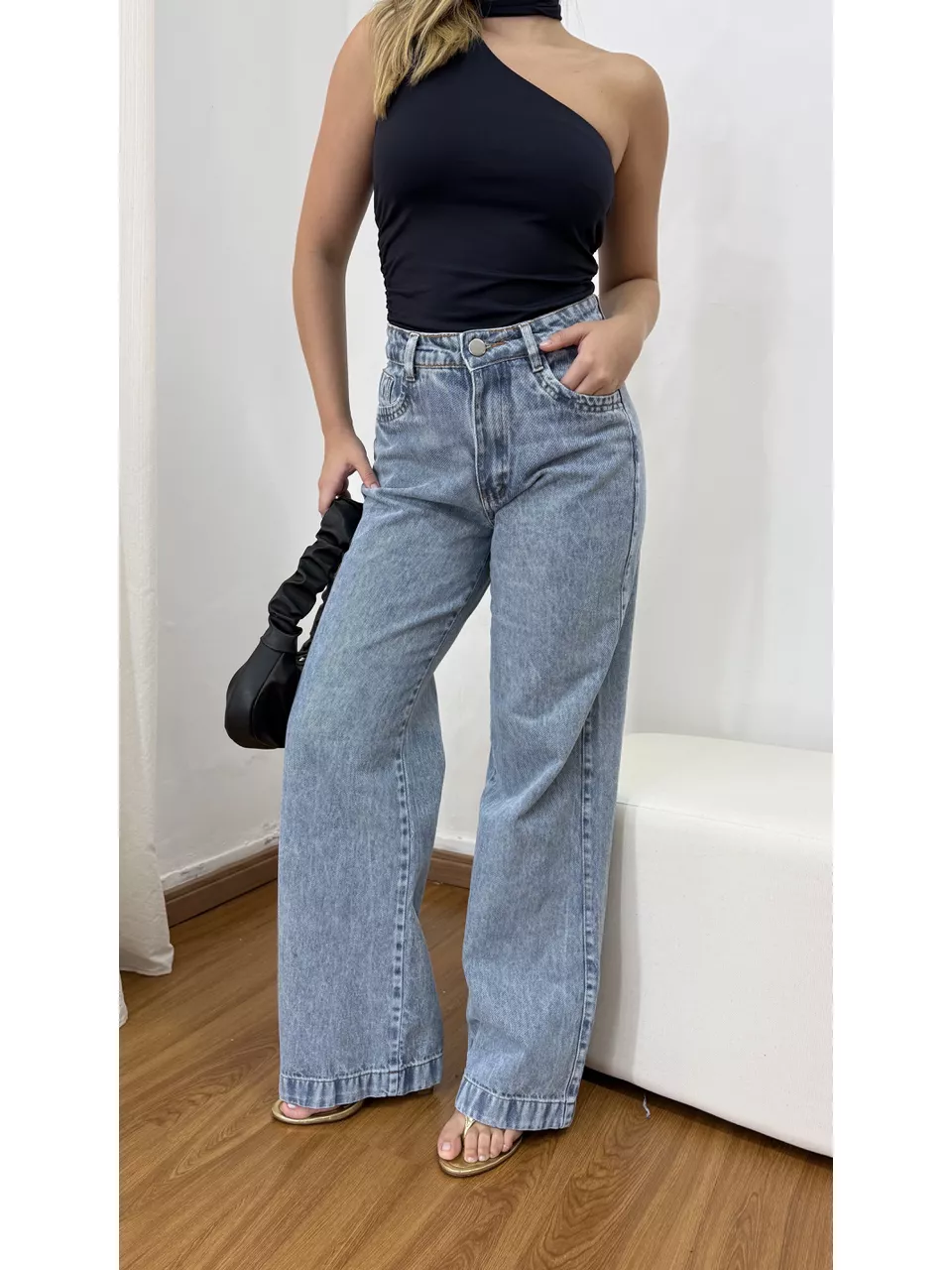 Calça Feminina Wide Leg Marmorizada Clara - Loja Benditta