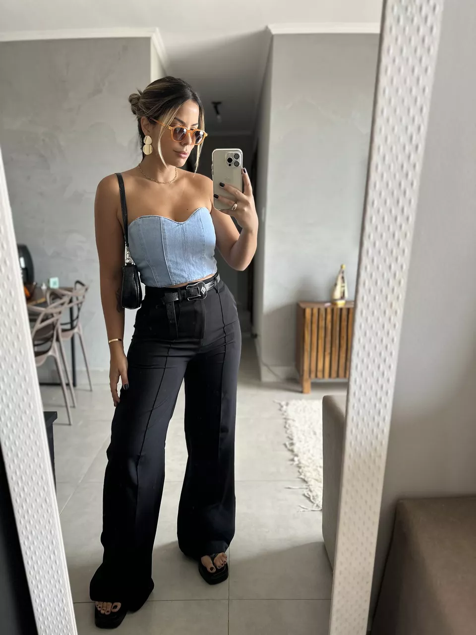 Corset Jeans Claro - Loja Benditta