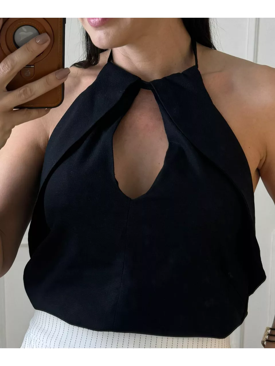 Blusa Jade Frente Única Preta - Arpaia