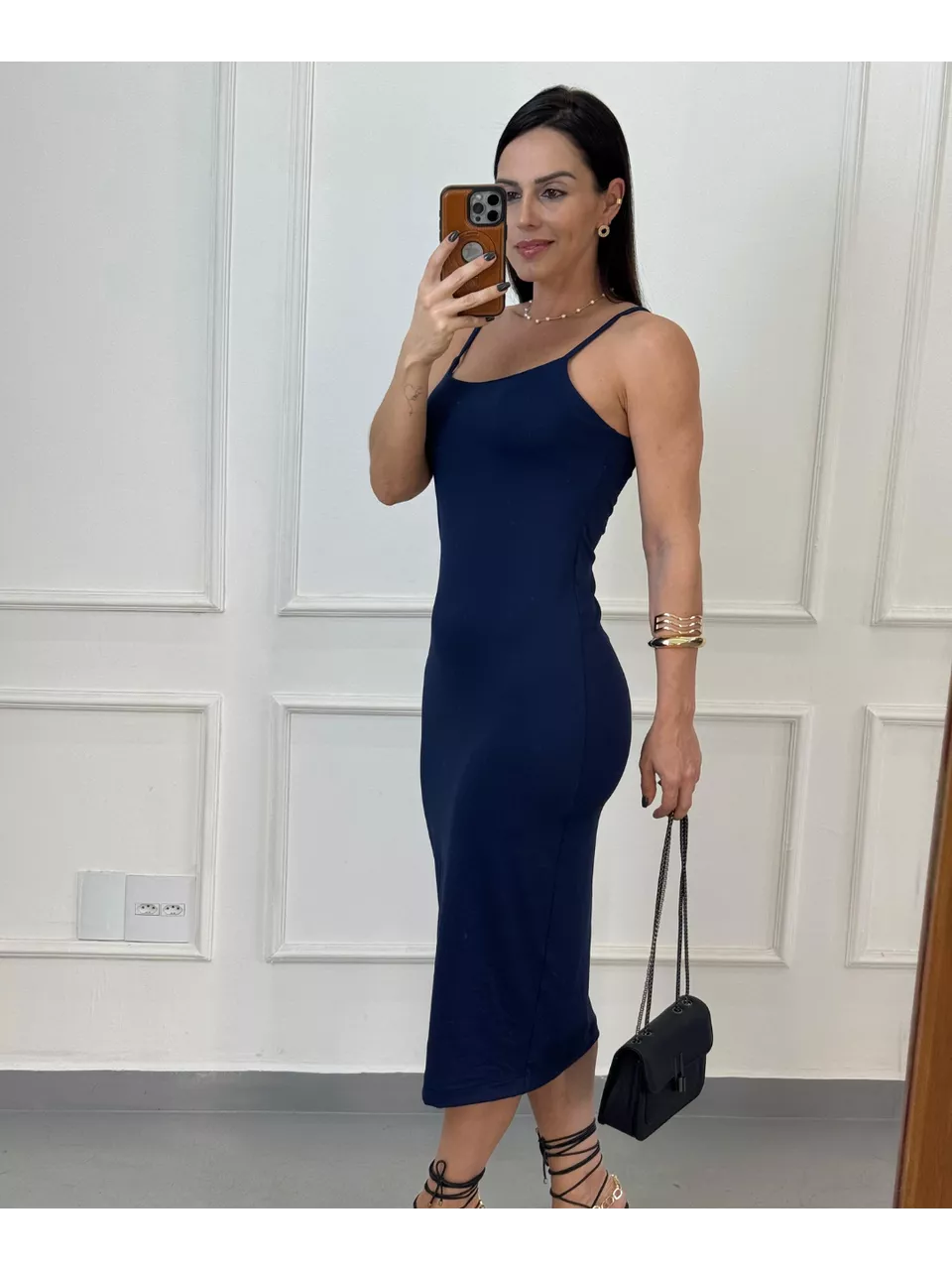 Vestido Midi Luna Azul Marinho - Arpaia