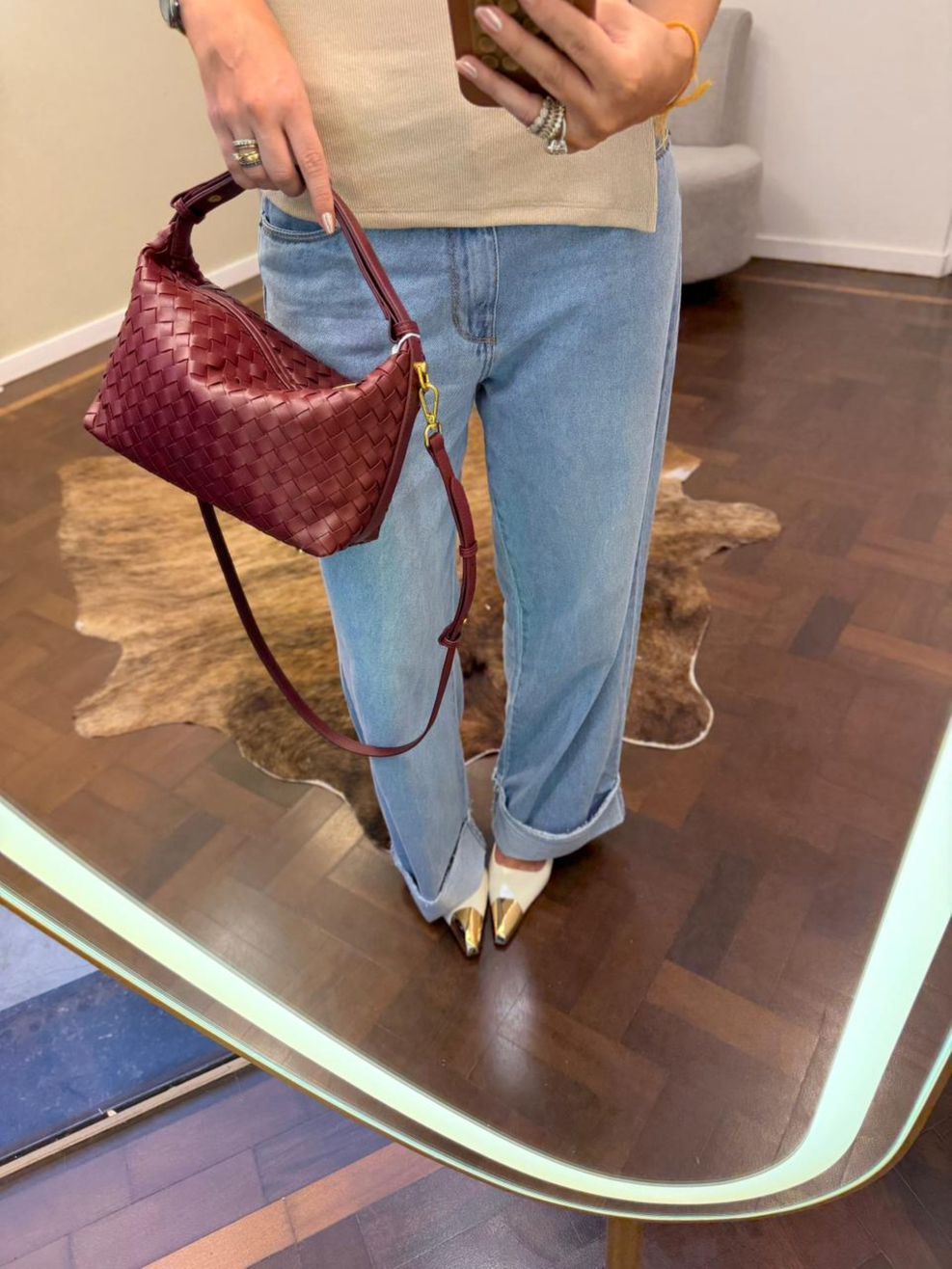  Bolsa Trançada Média - Vinho 