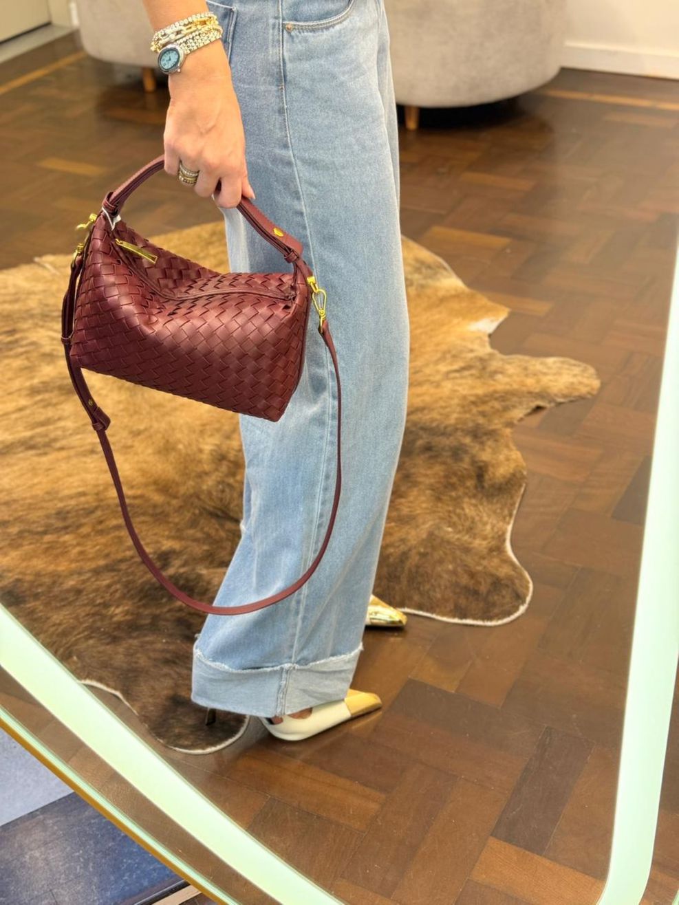  Bolsa Trançada Média - Vinho 