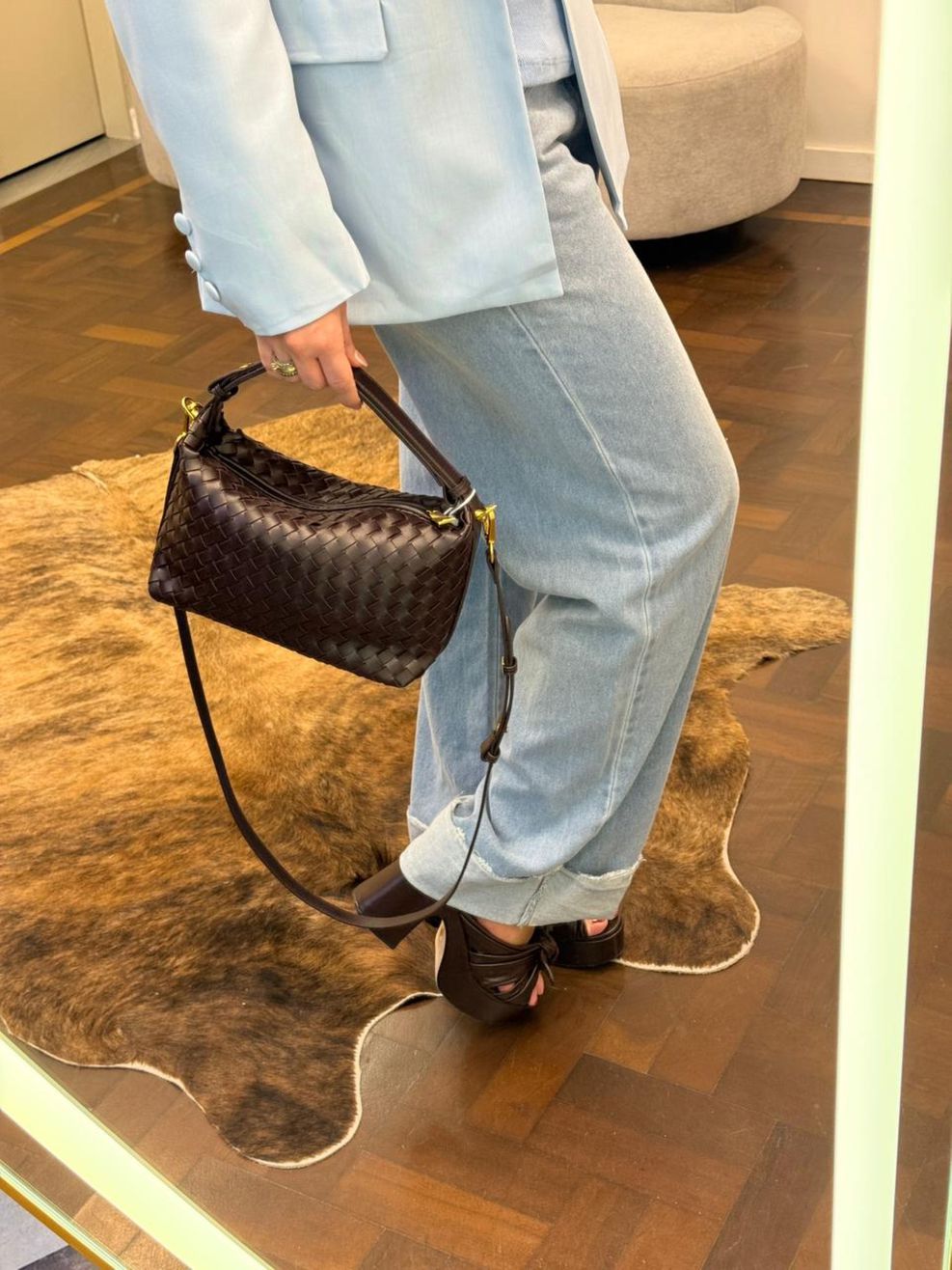 Bolsa Trançada Média - Marrom Café 