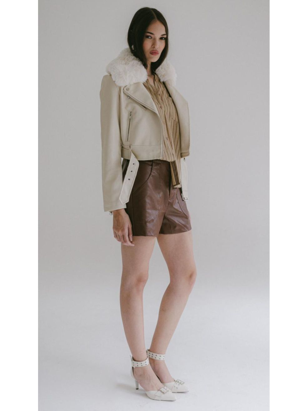 Jaqueta Couro Biker - Off White