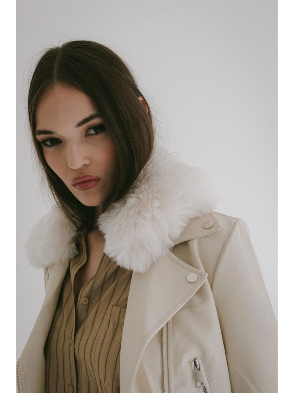 Jaqueta Couro Biker - Off White