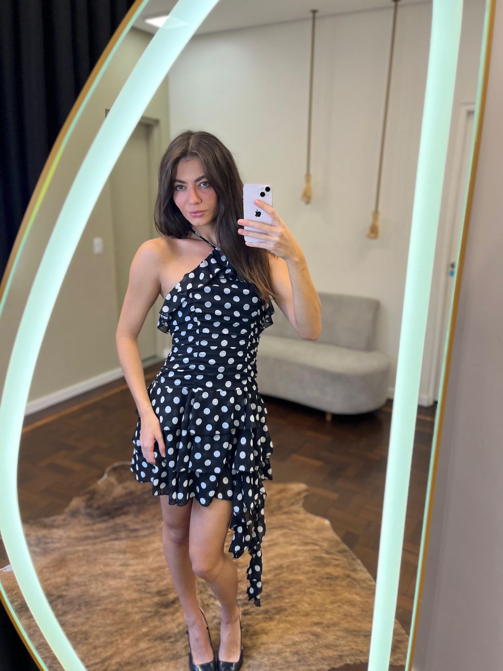 Vestido Poá Curto Patacho 