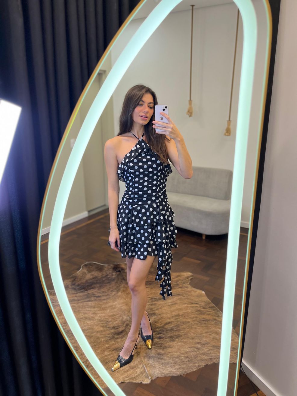Vestido Poá Curto Patacho 