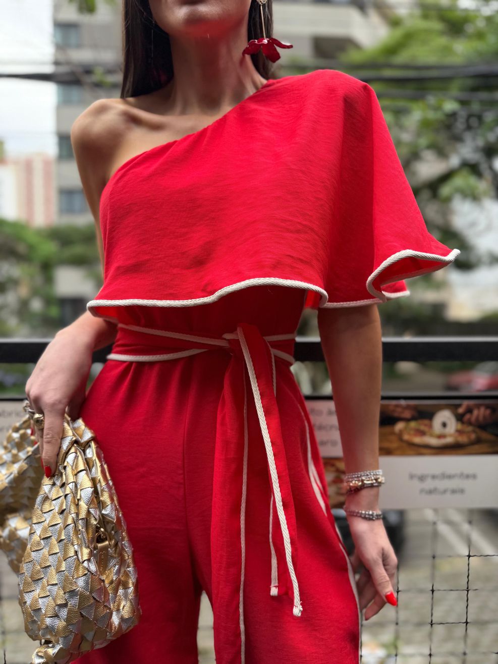 Macacão Um Ombro Só Gisele - Vermelho