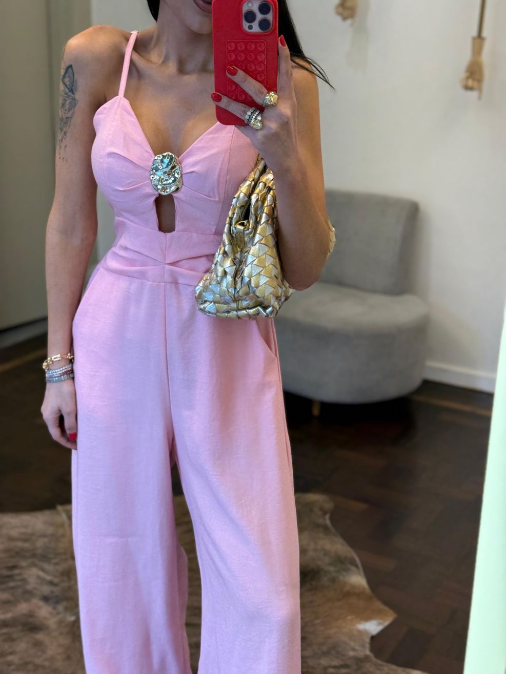 Macacão Alfaiataria Marrante Detalhe Orgânico - Rosa Bebê 