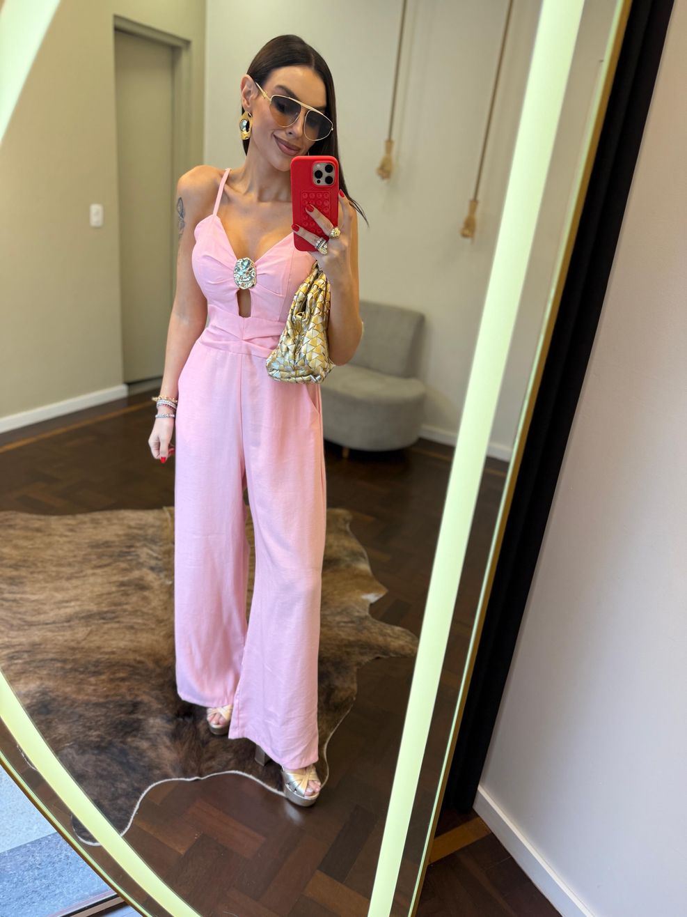 Macacão Alfaiataria Marrante Detalhe Orgânico - Rosa Bebê 