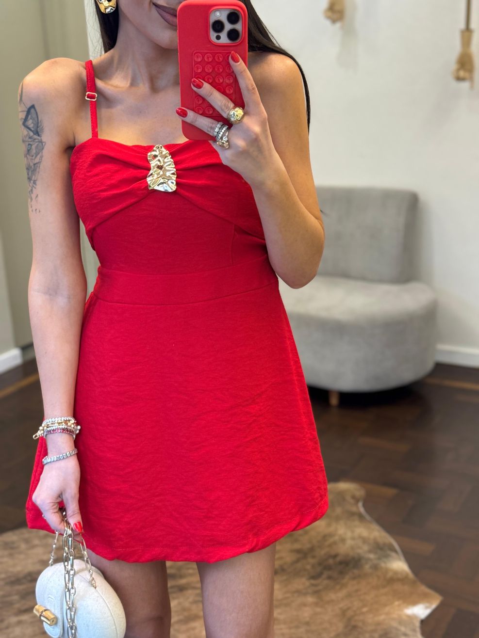 Macaquinho Alfaiataria Marrante Detalhe Orgânico - Vermelho