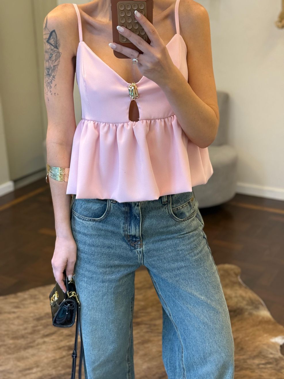 Blusa Heloísa - Alfaiataria Peplum - Rosa