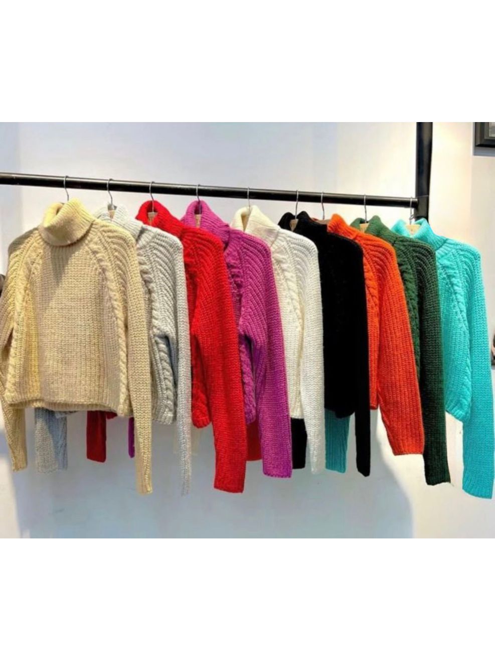 Blusa Tricot Grossa Felpudinha Gola Alta Manga Raglan